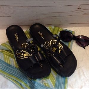 Clarks Indigo Black Platform Thong Sandals Size 10